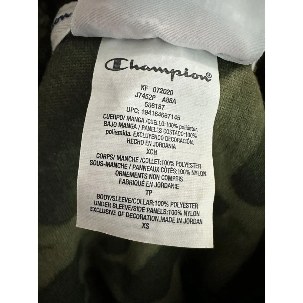Champion Jacket Womens XS Green Camo Fleece Full‎ Zip Nylon Panels Warm Outdoor